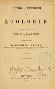 Cover of: Handwörterbuch der Zoologie. by Friedrich K. Knauer