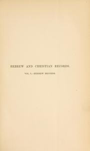 Hebrew and Christian records by J. A. Giles