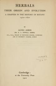 Cover of: Herbals, their origin and evolutiion by Agnes (Robertson) Arber