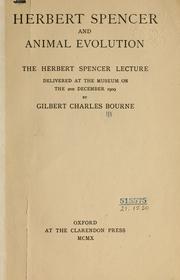Cover of: Herbert Spencer and animal evolution.