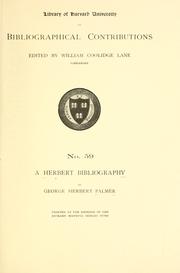 A Herbert bibliography by George Herbert Palmer