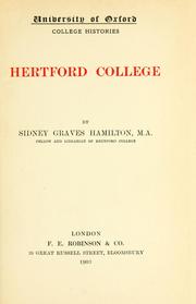 Cover of: Hertford college. by Sidney Graves Hamilton