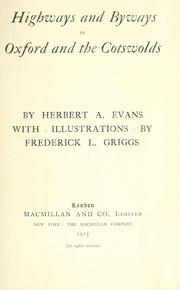 Cover of: Highways and byways in Oxford and the Cotswolds