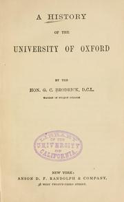 Cover of: A history of the University of Oxford