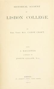 Cover of: Historical account of Lisbon College by William Croft