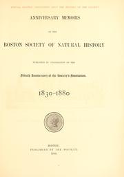 Cover of: Historical sketch of the Boston Society of Natural History, with a notice of the Linnaean Society, which preceded it
