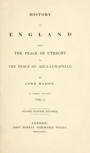 Cover of: History of England from the peace of Utrecht to the peace of Versailles, 1713-1783 by Philip Henry Stanhope Earl Stanhope