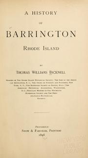 A history of Barrington, Rhode Island by Thomas Williams Bicknell