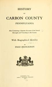 History of Carbon County, Pennsylvania by Fred Brenckman