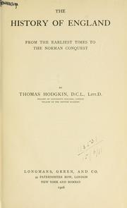 Cover of: The history of England from the earliest time to the Norman conquest.