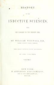 Cover of: History of the inductive sciences, from the earliest to the present time
