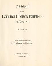 Cover of: A history of the leading Branch families in America, 1638-1904