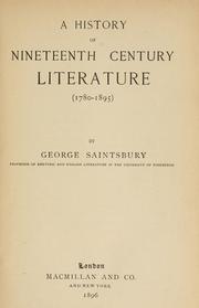 Cover of: A history of nineteenth century literature (1780-1895)