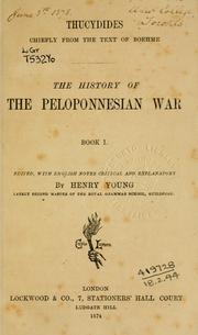 Cover of: The history of the Peloponnesian war, Book I by Thucydides