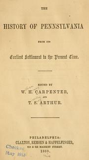 Cover of: The history of Pennsylvania by W. H. Carpenter