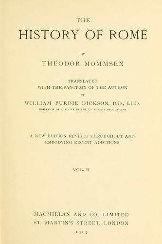 The history of Rome, Volume II by Theodor Mommsen