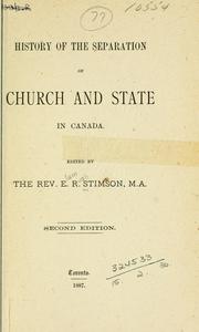 Cover of: History of the separation of church and state in Canada. by Elam Rush Stimson