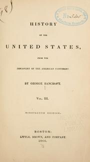 Cover of: History of the United States by George Bancroft