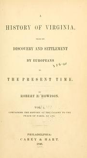 Cover of: A history of Virginia by Robert Reid Howison