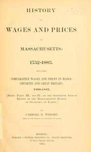 Cover of: History of wages and prices in Massachusetts: 1752-1883.