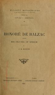 Cover of: Honoré de Balzac and his figures of speech