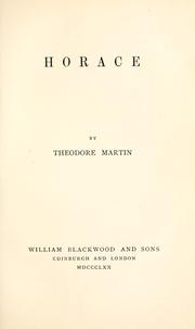 Cover of: Horace by Martin, Theodore Sir