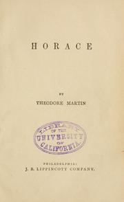 Cover of: Horace by Martin, Theodore Sir