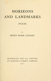 Cover of: Horizons and landmarks: poems.