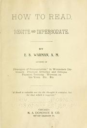 Cover of: How to read, recite and impersonate. by Warman, Edward Barrett