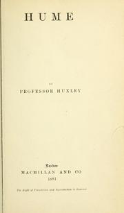 Cover of: Hume. by Thomas Henry Huxley