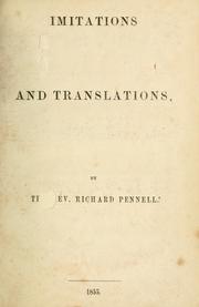 Cover of: Imitations and translations.