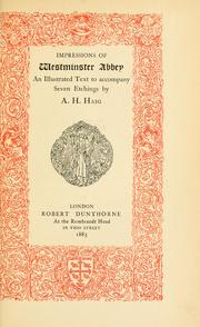 Cover of: Impressions of Westminster abbey: an illustrated text to accompany seven etchings