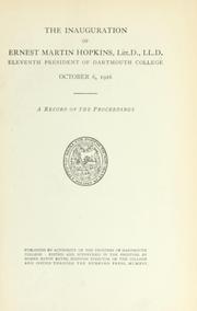 Cover of: The inauguration of Ernest Martin Hopkins by Dartmouth College.