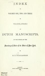 Cover of: Index to volumes one, two and three of translations of Dutch manuscripts by Edmund Bailey O'Callaghan