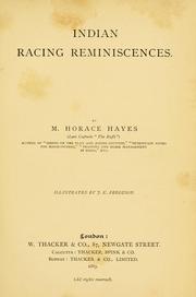 Cover of: Indian racing reminiscences by M. Horace Hayes