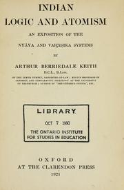 Cover of: Indian logic and  atomism by Arthur Berriedale Keith, Arthur Berriedale Keith