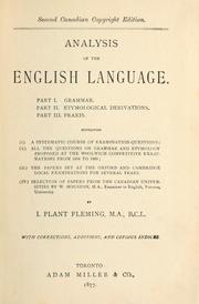 Cover of: Analysis of the English language