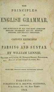 Cover of: The principles of English grammar by William Lennie