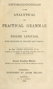 Cover of: Introduction to the analytical and practical grammar of the English language by Peter Bullions, Peter Bullions