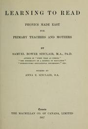 Cover of: Learning to read by Sinclair, Samuel Bower