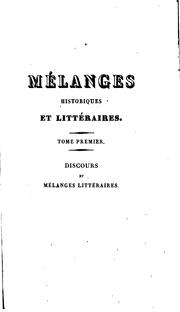 Cover of: Mélanges historiques et littéraires by Abel-François Villemain
