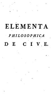 Cover of: Elementa philosophica de cive