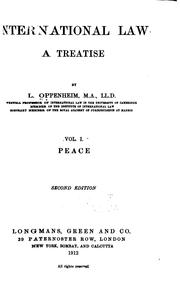 Cover of: International Law: A Treatise by Lassa Oppenheim