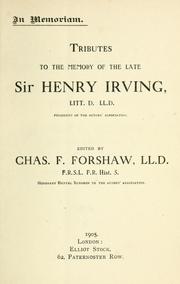 Cover of: In memoriam; tributes to the memory of the late Sir Henry Irving