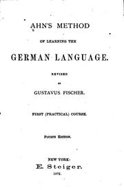 Cover of: Ahn's Method of Learning the German Language