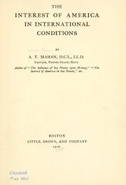 Cover of: The interest of America in international conditions