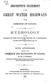 Cover of: Descriptive Statement of the Great Water Highways of the Dominion of Canada ... by Thomas Evans Blackwell, William J . Patterson