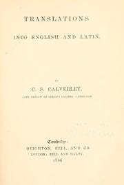 Cover of Translations into English and Latin.