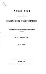 Cover of: Anzeiger Der Kaiserlichen Akademie Der Wissenschaften, Mathematisch-Naturwissenschaftliche Classe by Kaiserlichen Akademie der Wissenschaften in Wien, Mathematisch-Naturwissenschaftliche Klasse