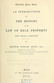 Cover of: An introduction to the history of the law of real property